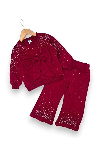 voyyo kids baby طقم أنيق للفتيات بفيونكة كبيرة وحزامين مرصعين بالأحجار للاستخ...