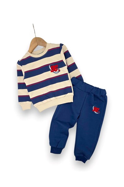 Egelite Boy's Striped Dc Embroidered Seasonal 2-Strand Tracksuit Set for Ages...