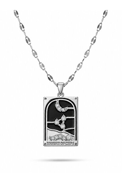 serelya 316L Steel Silver Color Zircon Stone Moon Figured Taror Model Women's...