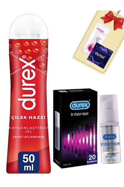 Durex Kayganlaştırıcı Jel Çilek 50 ml-10 ml Kadınlara İntense Jel+Hijyen Mend...