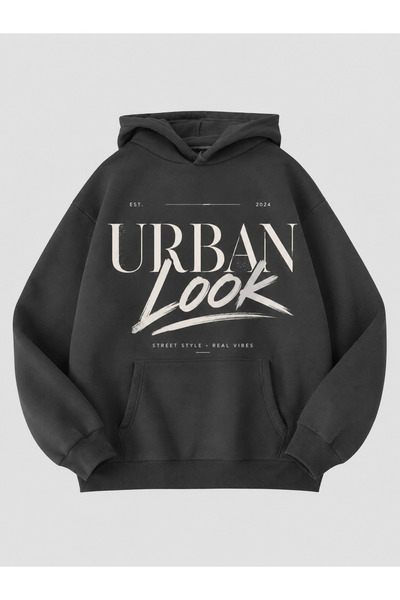 Urban Look Unisex Oversize Kapüşonlu Hoodie Sweatshirt – Premium Pamuklu, Gün...