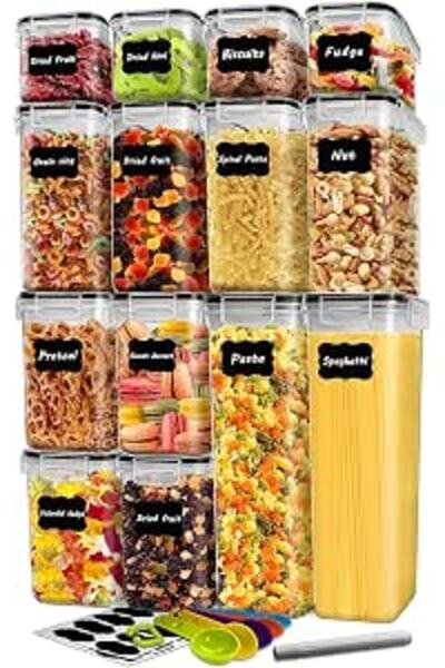 bolivia's Airtight Food Storage Container Set, 14 Pcs Clear Containers with L...