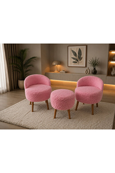 BEYLERBEYİ ÇAY SETİ İKİLİ MİNİMAL BERJER VE PUF (OFİS, BAHÇE, BALKON, SALON)