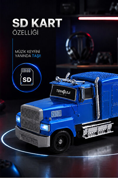 Teknoloji Gelsin Tır Tasarımlı Bluetooth Hoparlör 15W RGB Işıklı FM Radyo USB TF Kart Çoklu Bağlantı Vintage