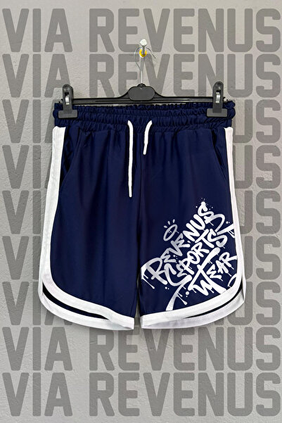 Vordevia Pantaloni scurți de antrenament sport retro unisex cu imprimeu graffiti