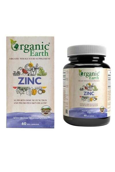 Nature's Way Organic Earth Zinc 25 Mg with Organic Broccoli & Kale 60 Capsules
