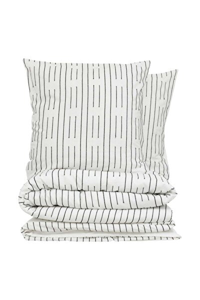 Atmosphera Set lenjerie de pat 3 piese "Kain" - Alb/Negru, 240x220 cm