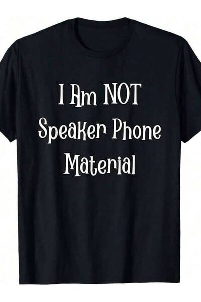 9JY تي شيرت بطباعة 'Not Speaker Phone Material' مضحك ومضاد للكلمات السيئة والسبح