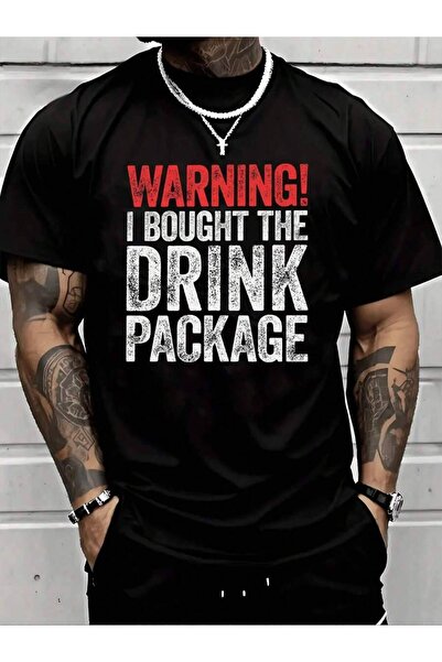 NOURAM Warning Drink Package Men's Graphic Print Cotton TShirt Funny Party Dr...
