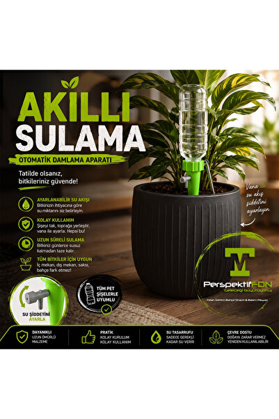 PerspektifFDN Ayarlanabilir Vanalı Otomatik Çiçek Sulama Aparatı - Saksı Bitk...