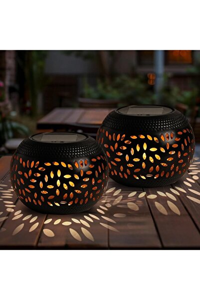 STARSTAR 2-Pack Outdoor Waterproof Black LED Solar Table Lamps, Decorative La...