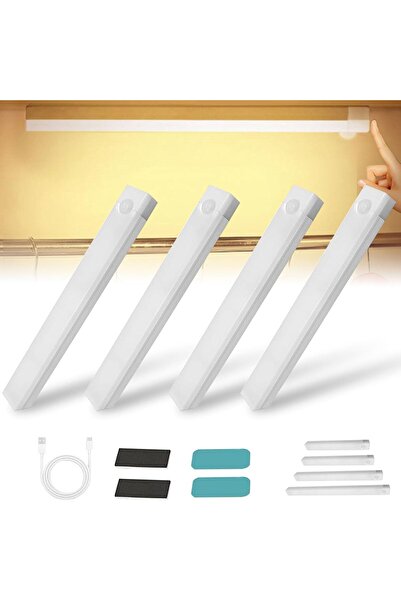 STARSTAR 4-Pack Non-Drill Smart Sensor Magnetic Rechargeable LED Under-Cabine...