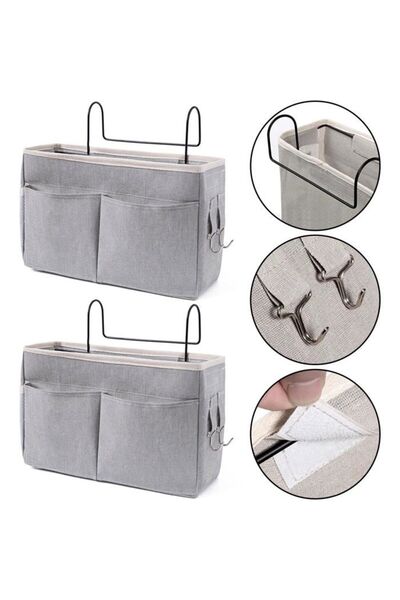 STARSTAR set of two grey hanging storage bags/baskets with pockets, suitable ...