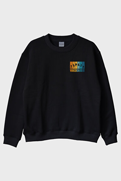 lofux Wakeboarder Black Crew Neck Sweatshirt