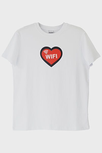 lofux Heart Wifi White T-Shirt