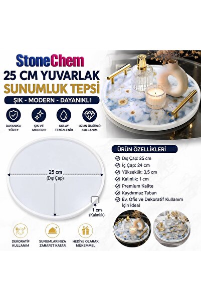 stonechem 25 cm Yuvarlak Sunumluk Tepsi Silikon Kalıbı – Epoksi Reçine Tepsi ...
