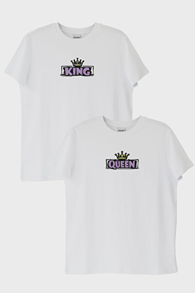lofux Queen King Couple White T-Shirts