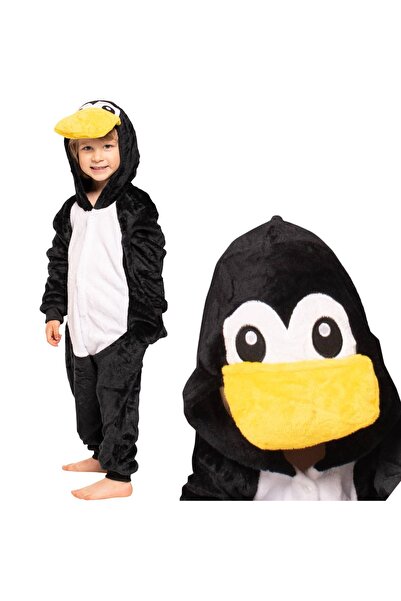 OEM Pijama Kigurumi pentru copii — Salopetă costum model pinguin, negru, 135-...