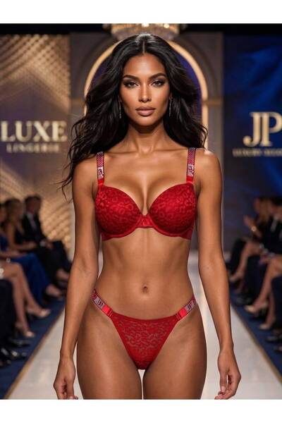 TAŞDELEN AVM Velsoray Women's Underwire Red Lace Detailed Padded Supported Un...