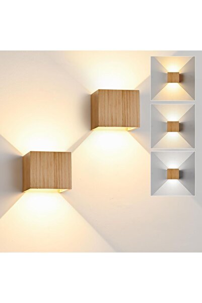 Dotail Set de 2 aplice LED de perete, 6W, 3000K/4000K/6000K, unghi reglabil a...