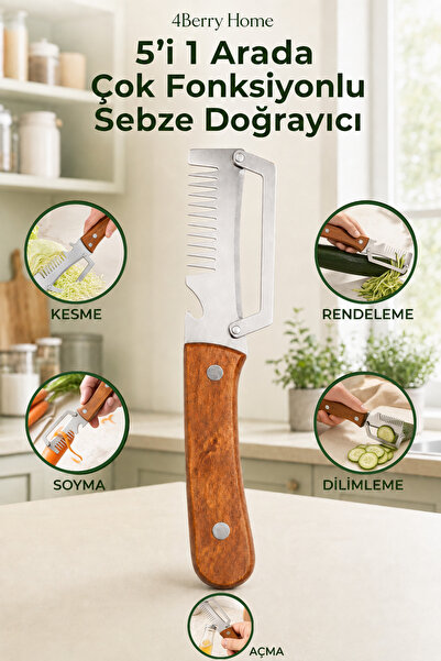 4 Berry 5’i 1 Arada Çok Fonksiyonlu Sebze Doğrayıcı, Kesme, Soyma, Rendeleme ...
