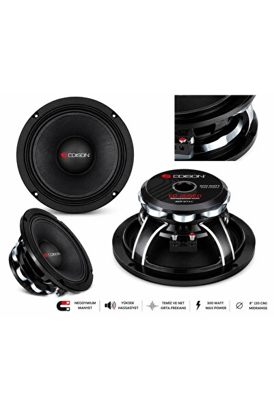 Edison ED-80NEO 8" (20 cm) PRO Neodyum Midrange Hoparlör 500W RMS 97 dB 2.5" VC