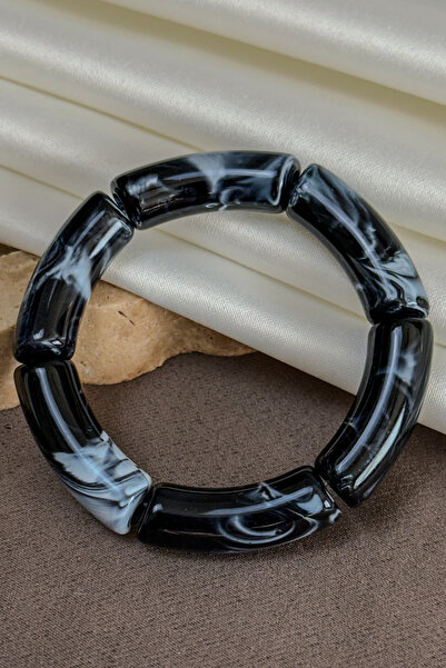 Dore Collection Black and White Thick Bamboo Model Bracelet Bold Pipe Cut Acr...