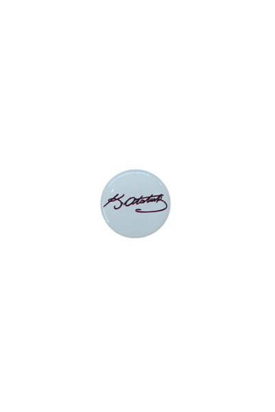 Generic Brand K.Ataturk Signed Round Label Drop Sticker Black 3cm