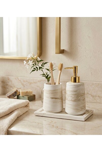 ALPİ HOME kare tepsili 3’lü silindir banyo seti