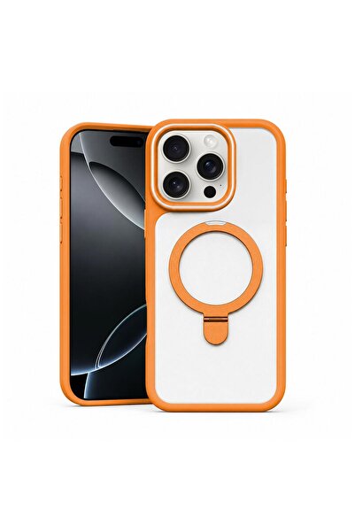Zebana Apple iPhone 12 Pro Max Uyumlu Kılıf MagRing Standlı Silikon Kılıf Tur...