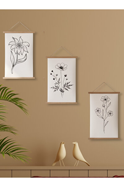 woodretro Decor pentru living din pânză imprimată. Set de 3 tablouri din pânz...