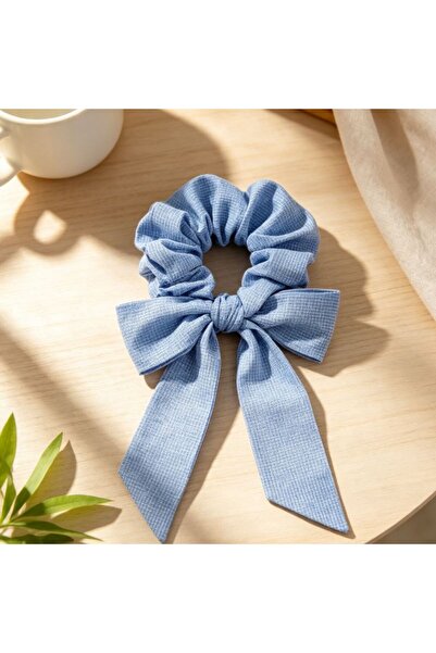 idei Scrunchie cu fundiță și panglici lungi 20 cm din țesătură, culori livrat...