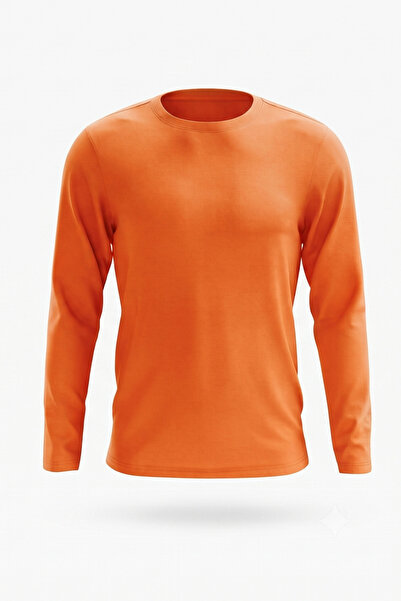 KİAGU T-Shirt Erkek Çocuk Basic Turuncu Tişört Uzun Kollu %100 Pamuk Bisiklet...