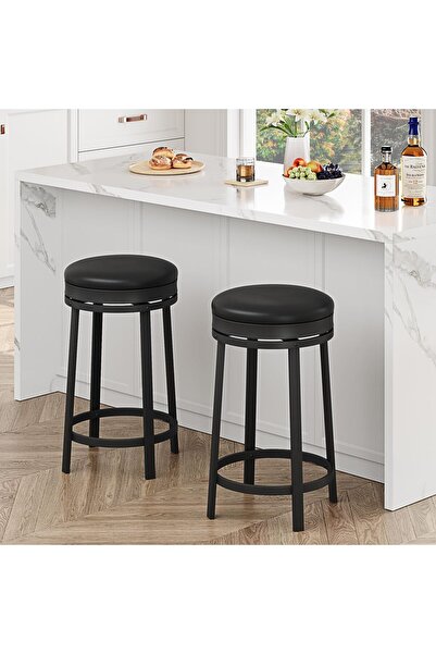 Garvee Swivel Bar Stools Set of 2-24'' Counter Height, Backless Round Stools ...