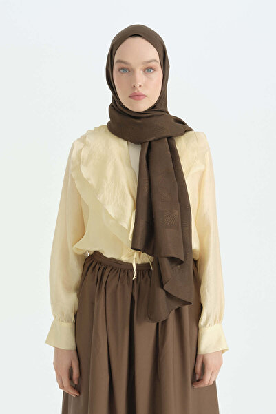 Nihan Cotton Naia Blend Natural Shawl - Bitter Brown