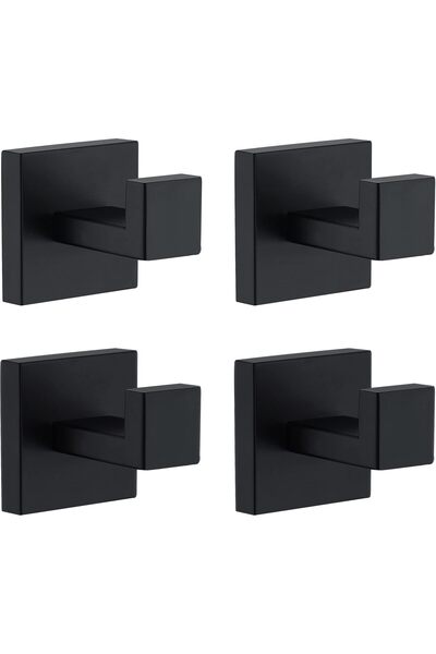 STARSTAR Bathroom towel hooks - wall-mounted - 4-pack - black