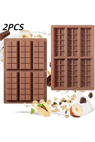 STARSTAR 2-Pack Brown 26x17x1.5 cm Silicone Chocolate Disc Mold Set
