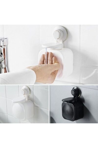 STARSTAR 2-piece refillable wall-mounted suction cup soap dispenser set, no d...