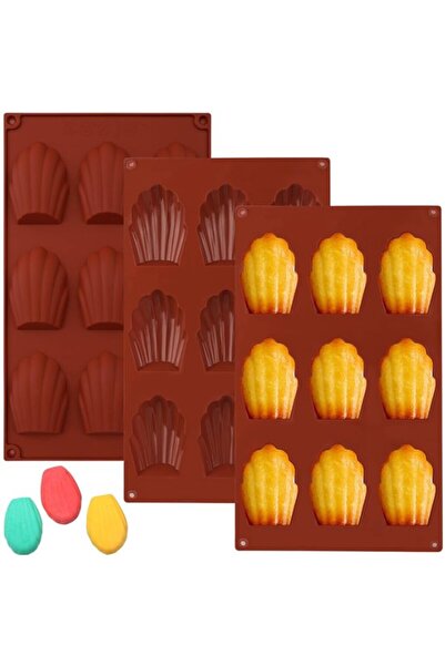 STARSTAR Silicone Madeleine Baking Tray - Shell-Shaped Cookie Molds - 3 Pieces