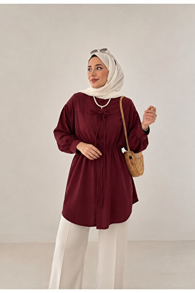 OK BLUME Women's Drawstring Detailed Hijab Shirt