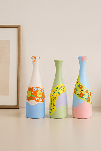 pinaart Decorative Wooden Vase Flower Pot Set of 3 Size 20cm 20cm 18cm