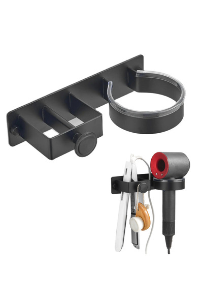 STARSTAR Black Bathroom Hair Dryer Holder - Wall-Mount Styling Tool Stand - N...