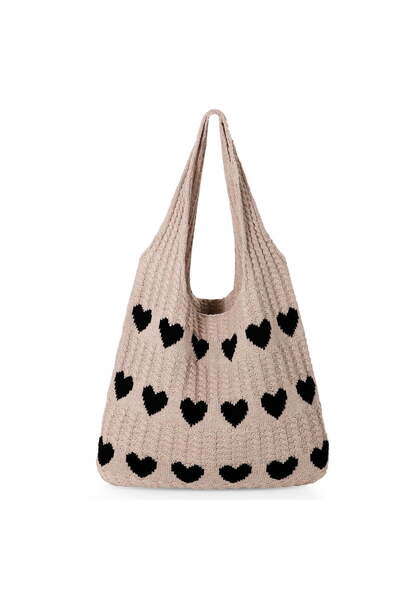 STARSTAR Women's summer beach handbag, heart-shaped knitted openwork crochete...