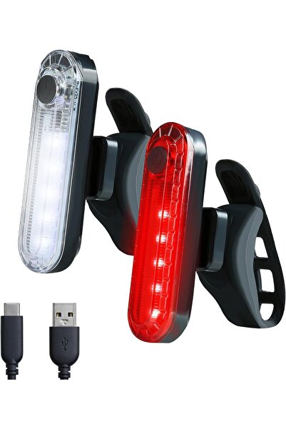 STARSTAR Front Rear Bicycle Lights USB-C Rechargeable 4 LED Lighting Modes Wa...