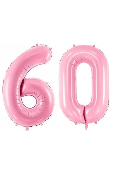 genaja Set Baloane Folie Cifra 6 și 0 Roz 40 cm, Numărul 60, Decor Aniversare...