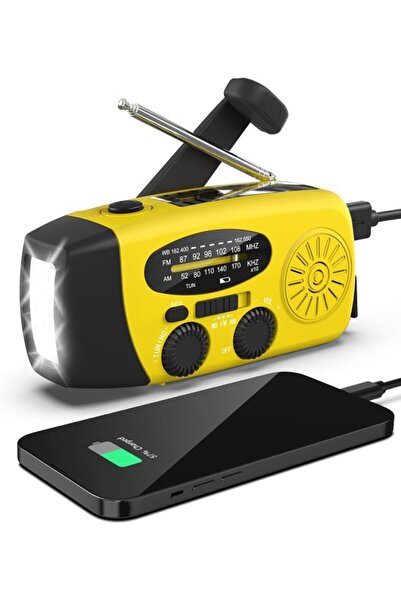 STARSTAR Emergency wind-up solar radio, 2000 mAh rechargeable battery power b...