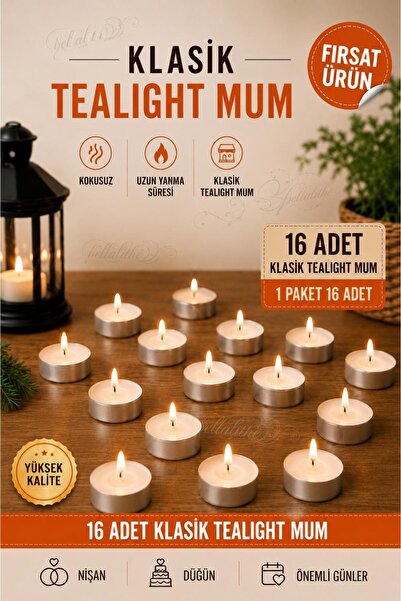 garaccu Tealight Kokusuz Beyaz Mum 16 Adet - Buhurdanlık, Parti, Kutlama, Özel Gün, Kına Nikah Mumu