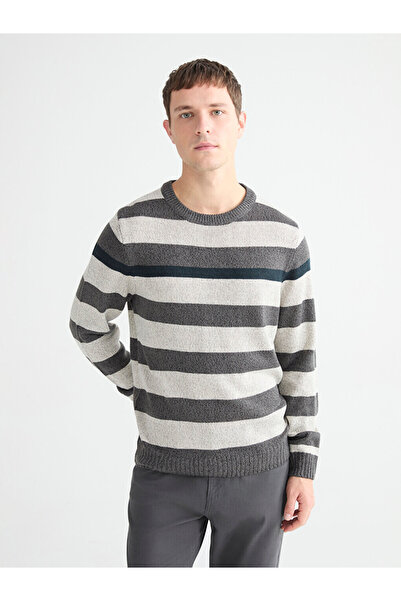 LC Waikiki Crew Neck Striped Men's Knitwear Sweater