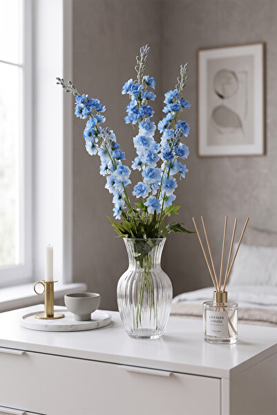 Yapay Çiçek Deposu Yapay Lüx Zarif Delphinium Dalı 85 cm Mavi