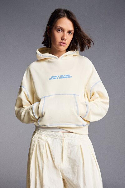 Bershka Baskılı kapüşonlu sweatshirt